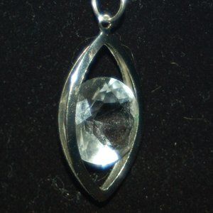 Silver Tone Pendant with Faux Clear Piece